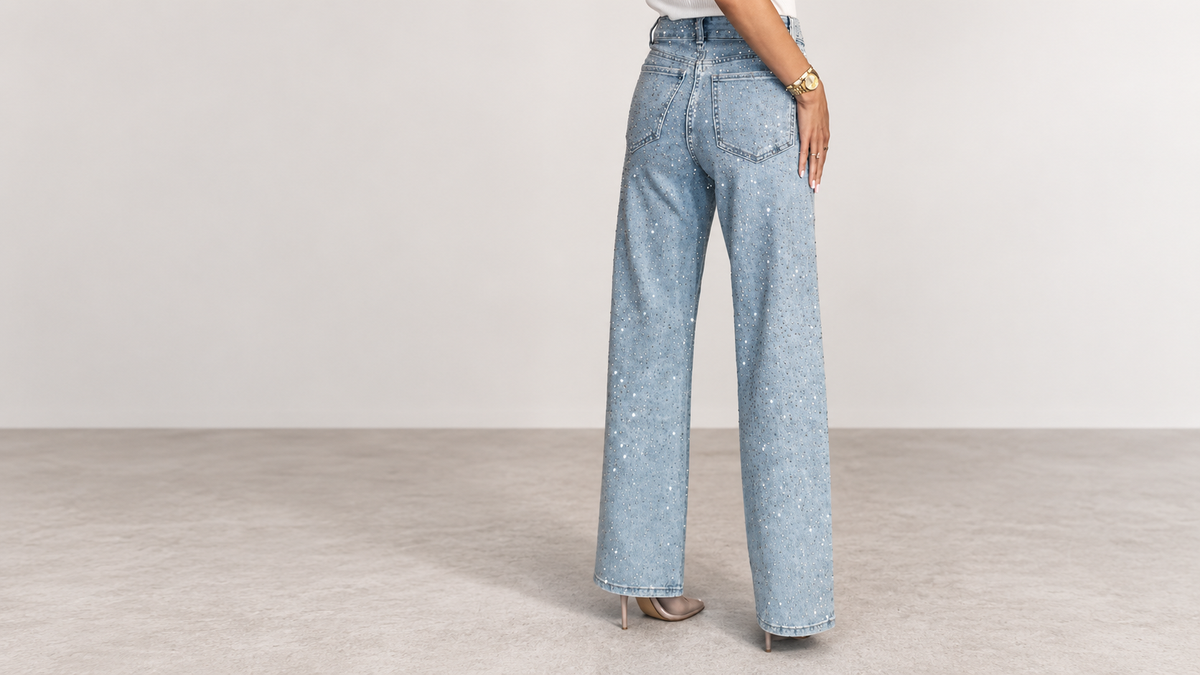 Women’s Sparkle High-Waisted Straight-Leg Jeans