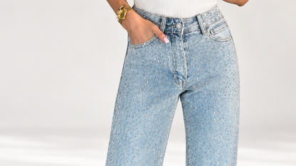 Women’s Sparkle High-Waisted Straight-Leg Jeans