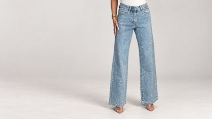 Women’s Sparkle High-Waisted Straight-Leg Jeans