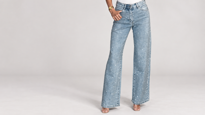 Women’s Sparkle High-Waisted Straight-Leg Jeans