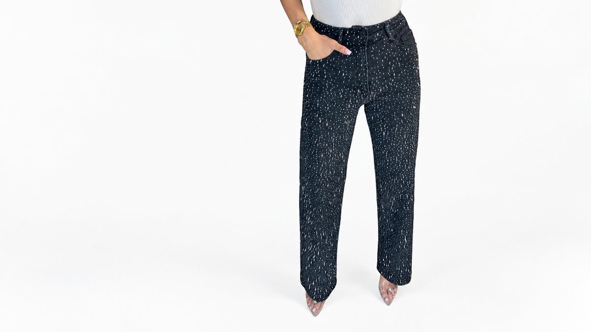 Women’s Sparkle High-Waisted Straight-Leg Jeans